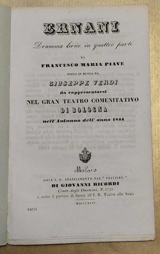 Verdi giuseppe ernani - verdi, giuseppe.