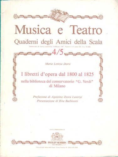 Libretti opera dal - dal, 1800